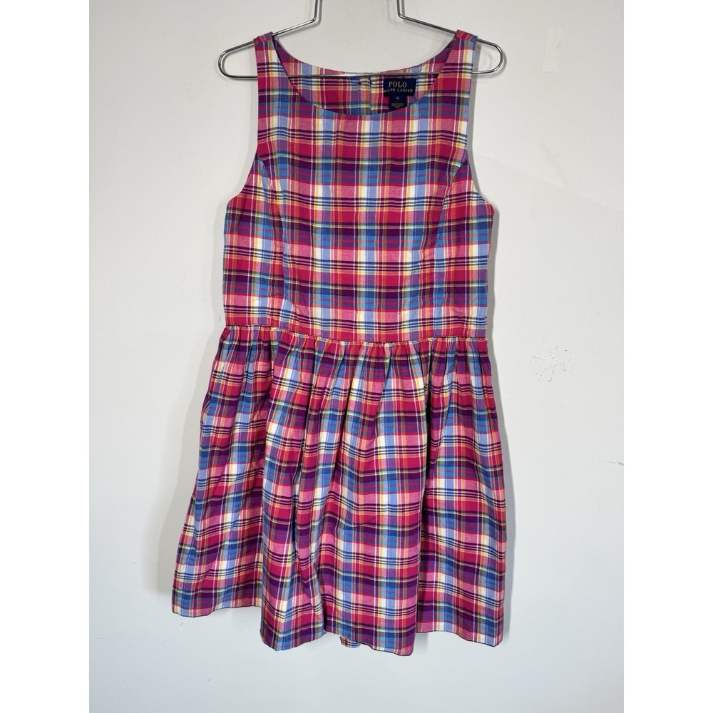 Polo Ralph Lauren Girls Youth Madras Plaid Dress With‎ Open Back Size 16 Preppy